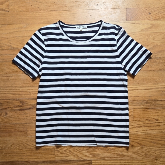 Alex Mill Tops - Alex Mill navy and White Striped Short Sleeve Tee
